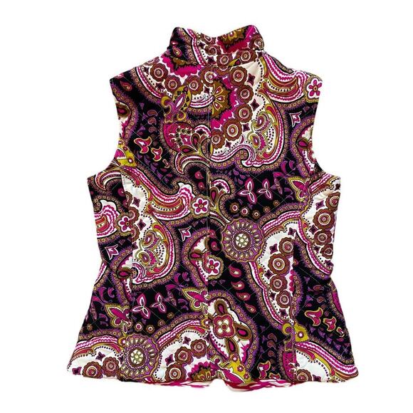 Jude Connally Reversible Quilted Vest M | Pink Zebra & Paisley Sleeveless Jacket - Picture 6 of 7